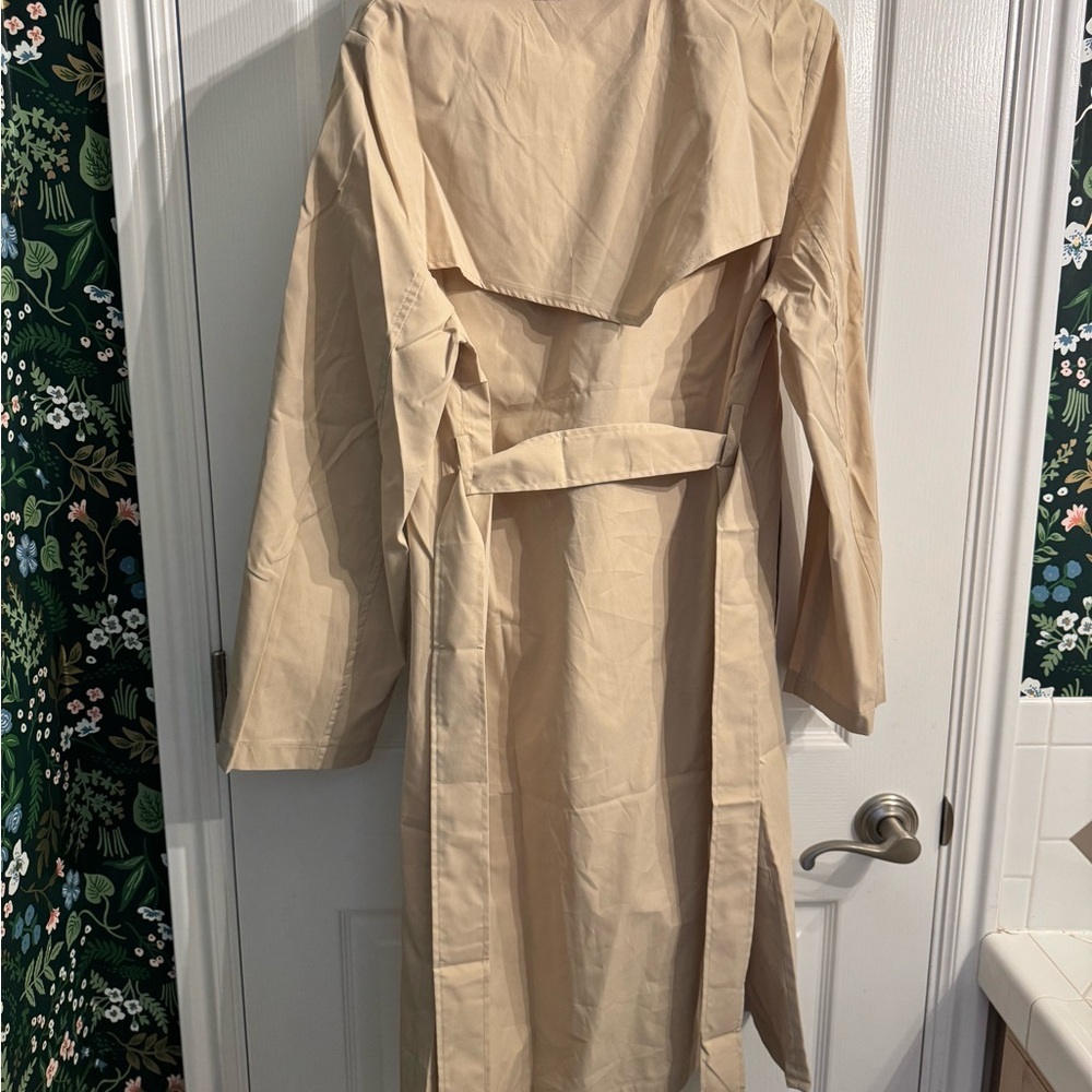 Tan Double-Breasted Women's Trench Coat - Picture 8 of 9